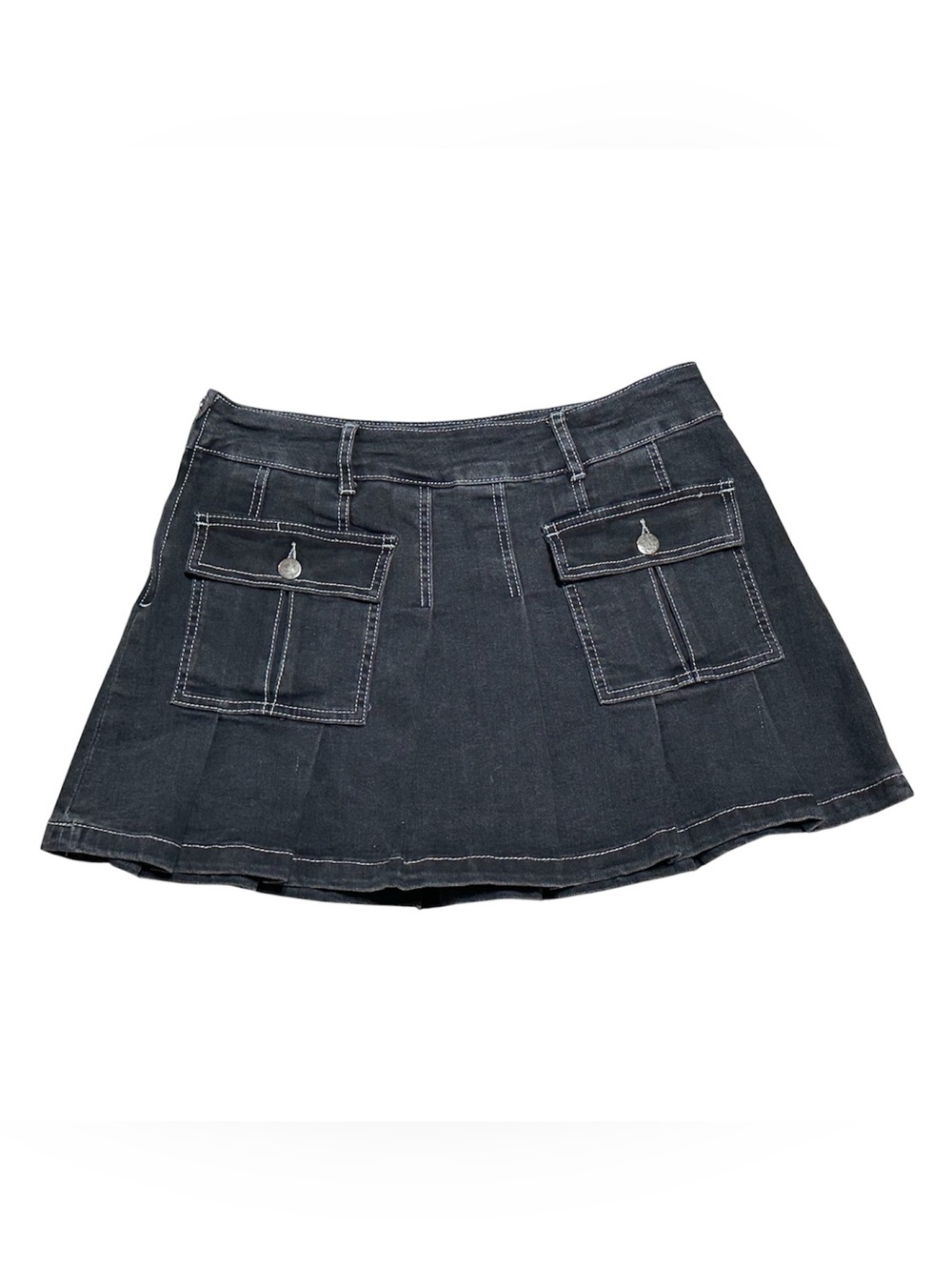 Hot Topic black denim pleated skirt size Large
